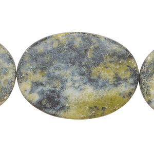 Yellow "turquoise" 1pkg1, matte wavy oval bead, 15 inch 34x24mm-35x25mm