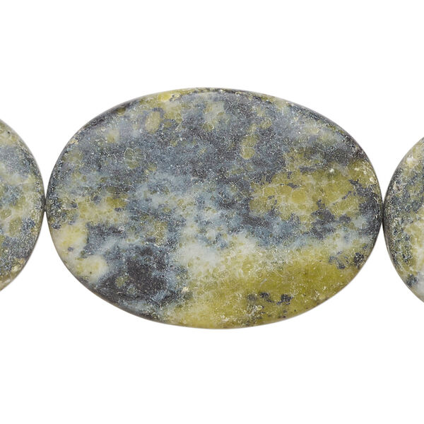 Yellow "turquoise" 1pkg1, matte wavy oval bead, 15 inch 34x24mm-35x25mm image number 0