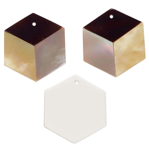 Kabibe shell 1pkg2, hexagon drop multicolored 20x17mm image number 0