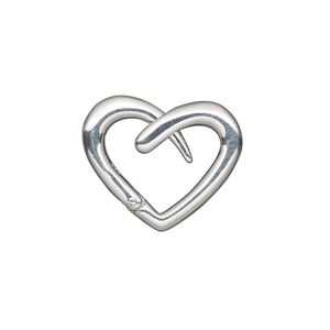 Clasp lock 1pkg1 sterling silver, 19x15mm open heart, 1-strand