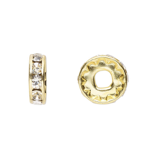 Bead 144pk crystal gold plate, Preciosa Czech crystal 12x3.5mm rondelle image number 0
