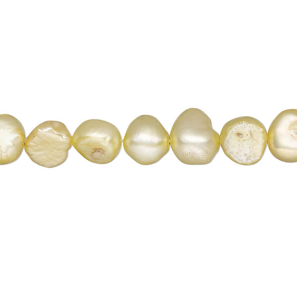 Pearl, cultured freshwater (dyed), antique ivory, 6-8mm flat-sided potato, D grade, Mohs hardness 2-1/2 to 4. Sold per 16-inch strand. image number 0