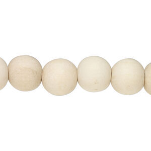 Bead 1pkg1, Taiwanese cheesewood (natural), 9-10mm round, 15-1/2 to 16 inches.