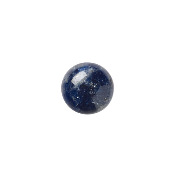 Cabochon, sodalite (natural), 14mm calibrated round, B grade, Mohs hardness 5 to 6. Sold per pkg of 2. image number 0