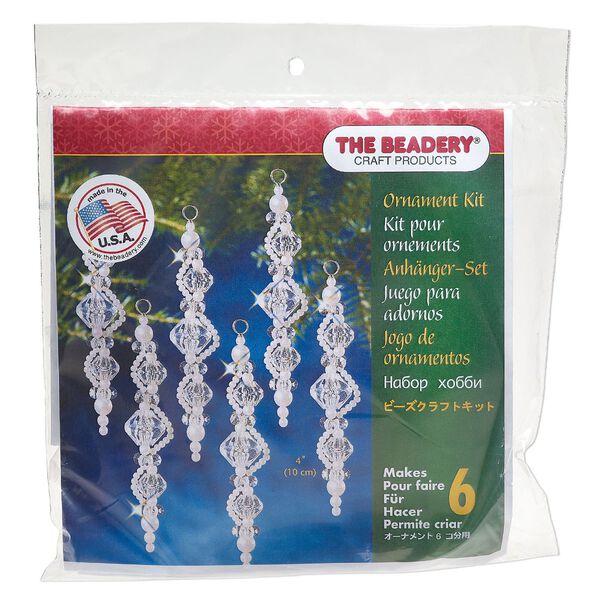 Ornament kit, The Beadery®, plastic, clear and pearl, ice drops (7003). Sold individually. image number 0