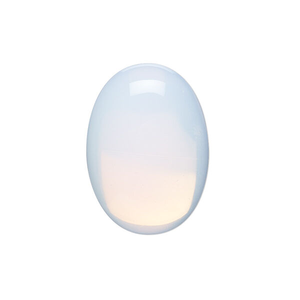 Cabochon, sea "opal" (glass), 25x18mm calibrated oval. Sold per pkg of 4. image number 0