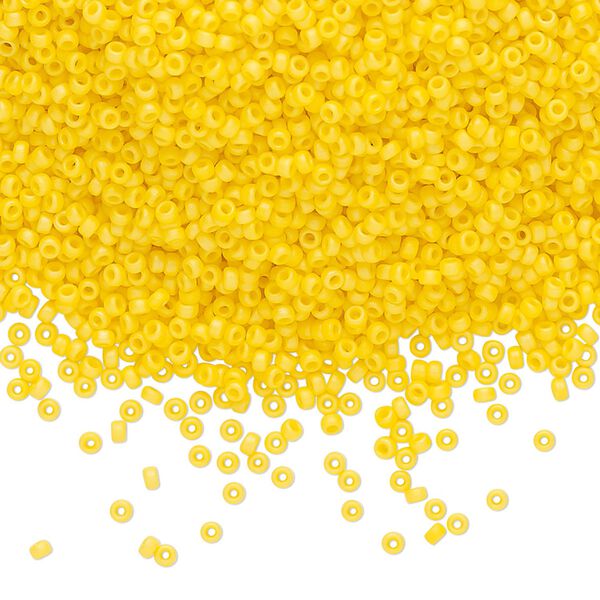 Seed bead, Miyuki, glass, pkg/250g, #15 rocaille, opaque matte rainbow canary, (RR-404D/FR). image number 0