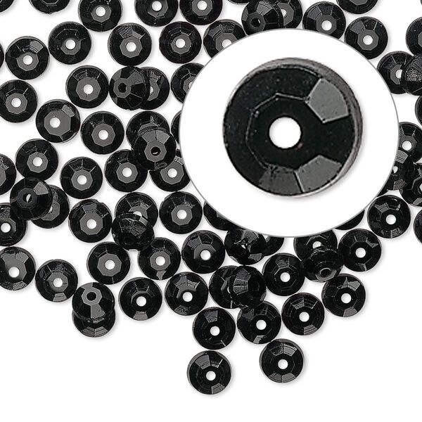 Flat back, Czech glass rhinestone, jet, 4.6-4.8mm round Loch Rosen, SS20. Sold per pkg of 144 (1 gross). image number 0