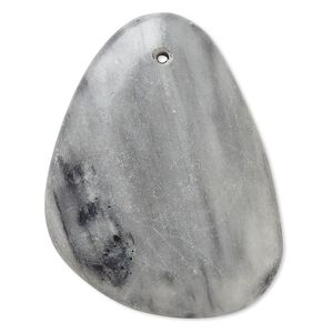 Black / grey marble 1pkg1, puffed flat back freeform focal natural 41x33mm-45x36mm