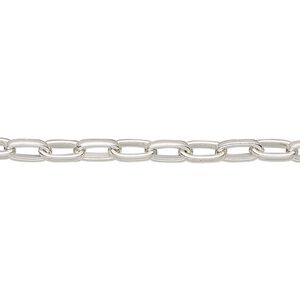 Chain 1pkg1 silver-plated paperclip, 4mm, steel 50 foot unfinished