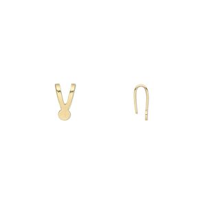 Bail, pendant, gold-finished brass, 8x4mm with 3mm round flat pad. Sold per pkg of 100.