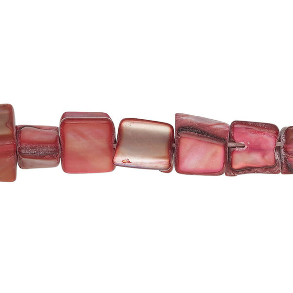 Mother-of-pearl shell 1pkg1, triangle tube bead 15 inch scarlet 7x6mm-12x9mm image number 0