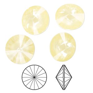Chaton 144pk crystal soft yellow ignite, Swarovski® 14mm rivoli 1122