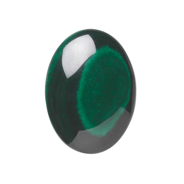 Cabochon, bull's eye malachite (natural), 30x22mm calibrated oval, B grade, Mohs hardness 3-1/2 to 4. Sold individually. image number 0