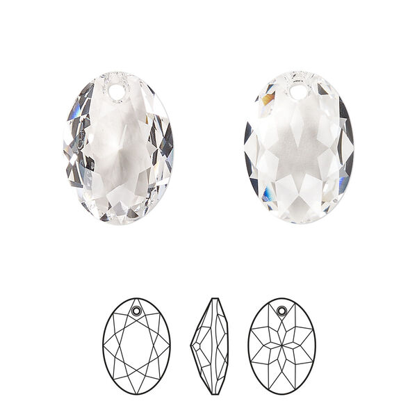 Drop 1pk crystal, Crystal Passions® 16mm pendant elliptic cut 6438 image number 0