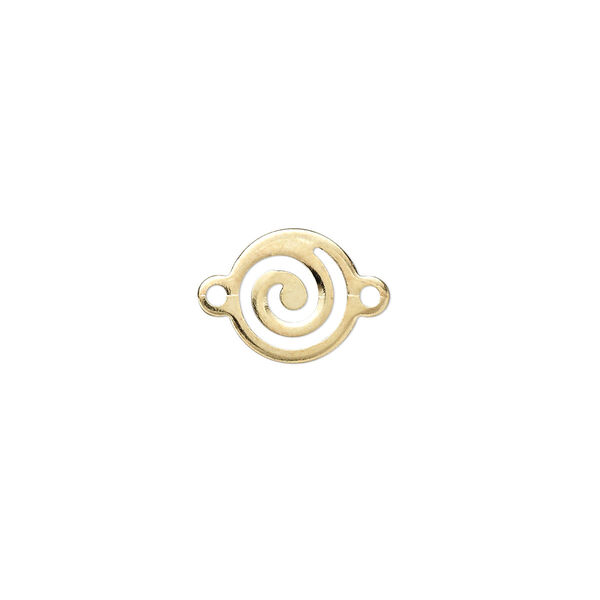 Link, gold-plated brass, 10mm round swirl. Sold per pkg of 20. image number 0