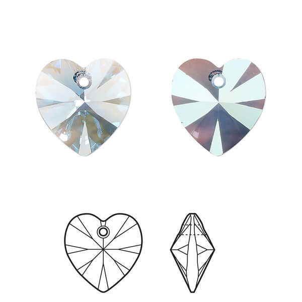 Drop 144pk aquamarine shimmer, Swarovski® 14mm pendant heart 6228 image number 0