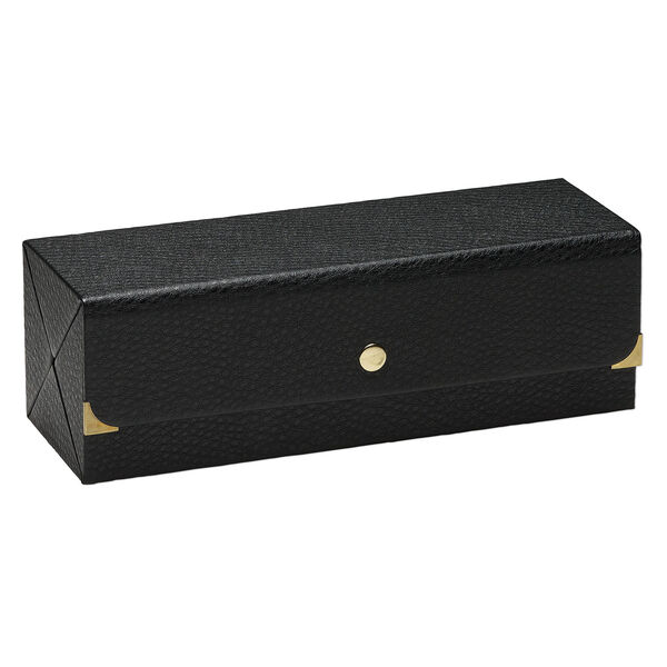 Folding jewelry case, earring and bracelet, leatherette, black and white, 10-1/4 x 3-1/4 x 3-1/4 inches with front snap closure. Sold individually. image number 0