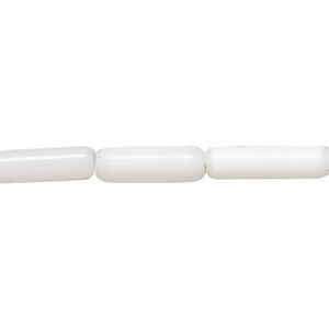 Bead, cat's eye glass (fiber optic glass), white, 15x4mm-19x6mm round tube. Sold per 14-inch strand, approximately 25 beads.