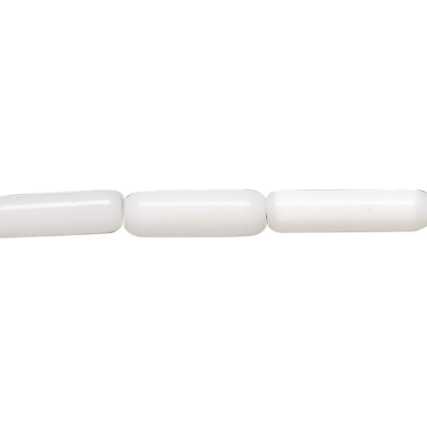 Bead, cat's eye glass (fiber optic glass), white, 15x4mm-19x6mm round tube. Sold per 14-inch strand, approximately 25 beads. image number 0