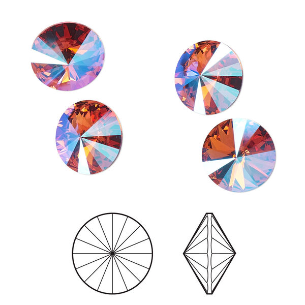Chaton 4pk rose glacier blue foil back, Crystal Passions® 10.54-10.91mm rivoli SS47 1122 image number 0