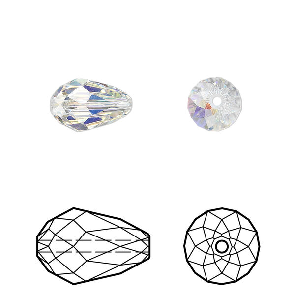 Bead 24pk crystal AB, Crystal Passions® 12x8mm teardrop 5500 image number 0