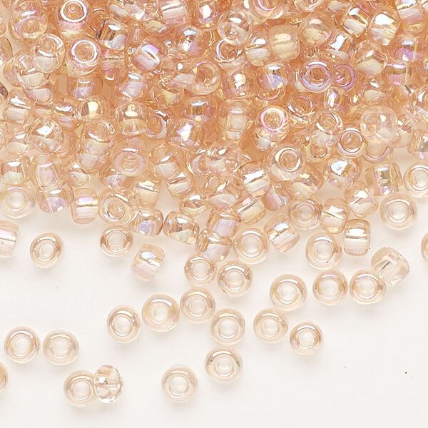 Seed bead, Dyna-Mites™, glass, transparent rainbow cream soda, #6 round. Sold per 40-gram pkg. image number 0