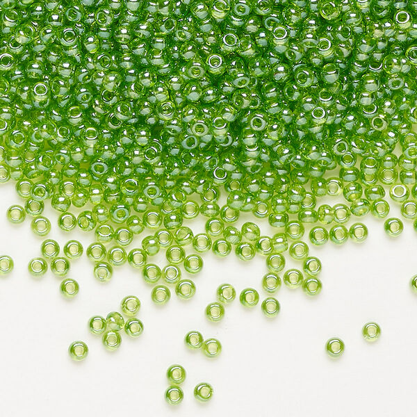 Seed bead, Preciosa Ornela Czech glass, pkg/500g, #11 rocaille, translucent luster green, (56430). image number 0