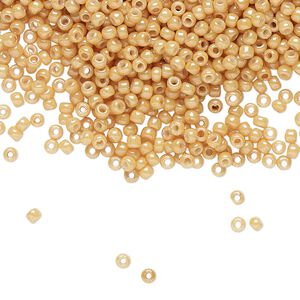 Seed bead, TOHO BEADS®, glass, pkg/50g, #11 round, opaque luster dark beige (TR-11-123D).