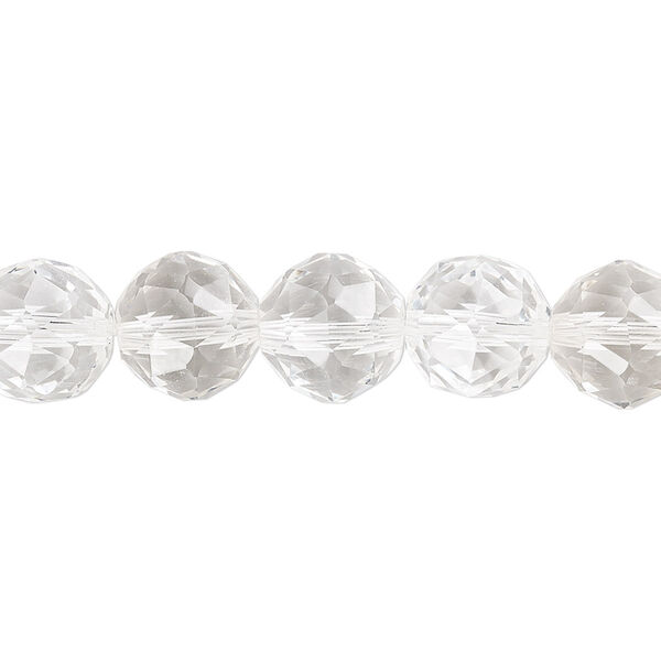 Bead, quartz crystal (natural), 10mm rose-cut round, B grade, Mohs hardness 7. Sold per 8-inch strand, approximately 20 beads. image number 0