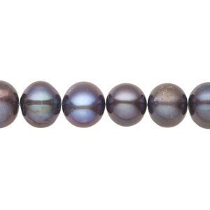 Freshwater pearl 1pkg1, semi-round, 15 inch blue peacock 8-12mm cultured