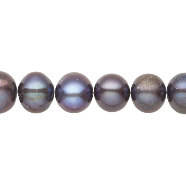 Freshwater pearl 1pkg1, semi-round, 15 inch blue peacock 8-12mm cultured image number 0