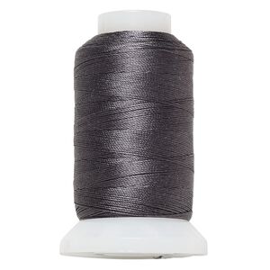 Thread, Purely Silk™, dark grey, size D. Sold per 260-yard spool.