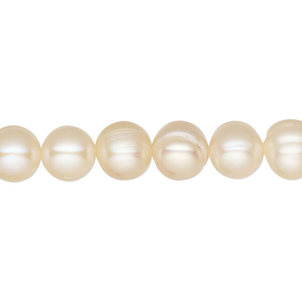 Freshwater 1pkg1, semi-round pearl natural, 15.5-16 inch peach 8-9mm cultured image number 0