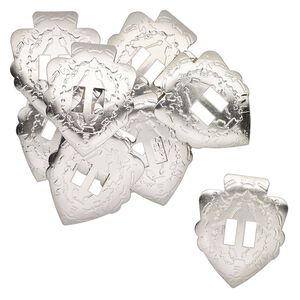 Slide, silver-finished steel, 44x35mm textured arrowhead, (2) 10x4mm rectangle holes. Sold per pkg of 10.