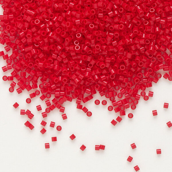 Seed bead, Delica®, glass, pkg/7.5g, #15 round, opaque red (DBS-0723). image number 0