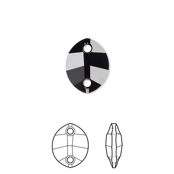 Sew-on 2pk jet, Crystal Passions® 14x11mm pure leaf 3224 image number 0