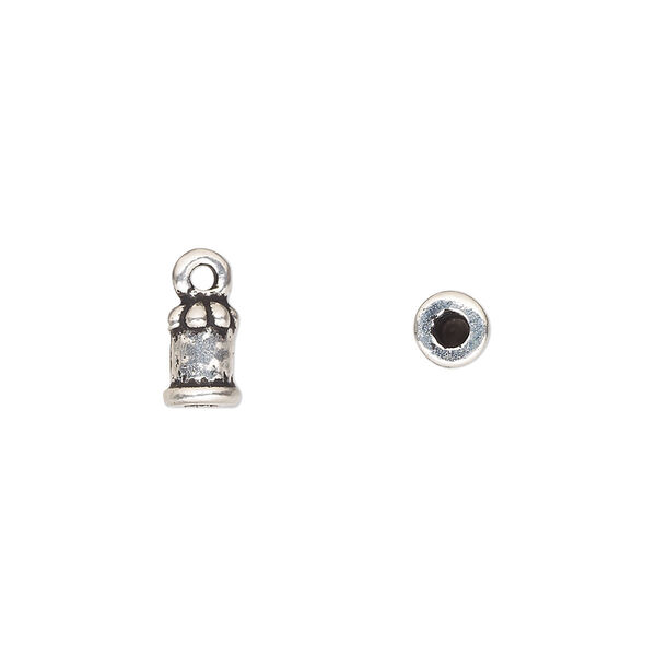 Cord end, TierraCast®, glue-in, antique silver-plated pewter (tin-based alloy), 7x5mm palace, 2mm inside diameter. Sold per pkg of 20. image number 0