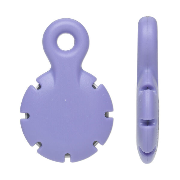 Thread cutter, plastic, purple, 48x32mm round with loop and carbon steel blade. Sold individually. image number 0
