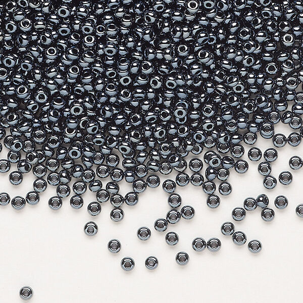 Seed bead, Preciosa Ornela Czech glass, pkg/500g, #11 rocaille, opaque hematite black, (49102). image number 0