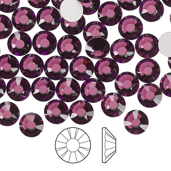 Flat back 24pk amethyst foil back, Preciosa MAXIMA Czech crystal rhinestone 6.3-6.5mm chaton rose round SS30 image number 0