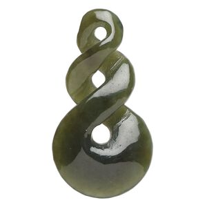 Nephrite jade 1pkg1, hand-cut double-sided infinity focal natural 41x22mm- 42x23mm