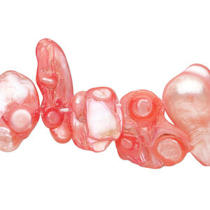 Pearl 1pkg1 freshwater, top-drilled baroque, 15 inch watermelon 14x7mm-33x13mm cultured