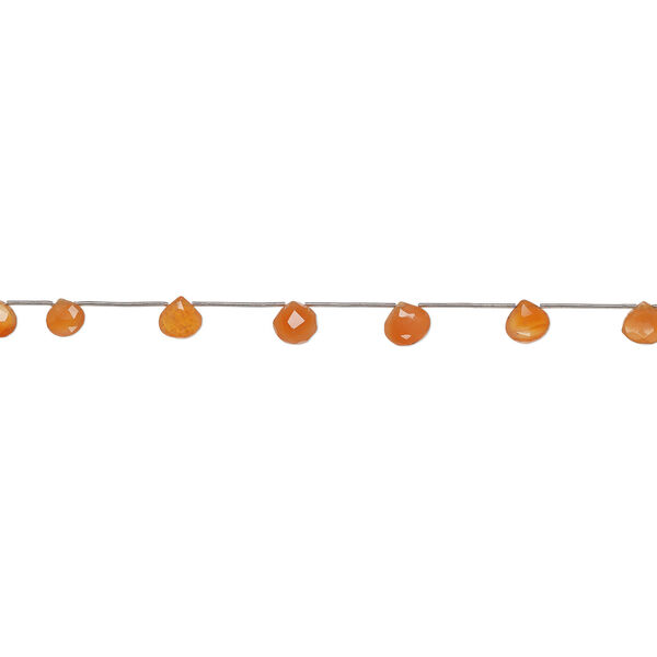 Carnelian 1pkg7, hand-cut top-drilled faceted puffed teardrop bead, 9x8mm-14x14mm light to medium image number 1