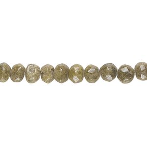 Epidote 1pkg1, hand-cut faceted pebble bead natural 14 inch small