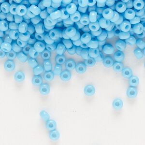 Seed bead, Miyuki, glass, pkg/250g, #8 rocaille, opaque turquoise blue, (RR-413).