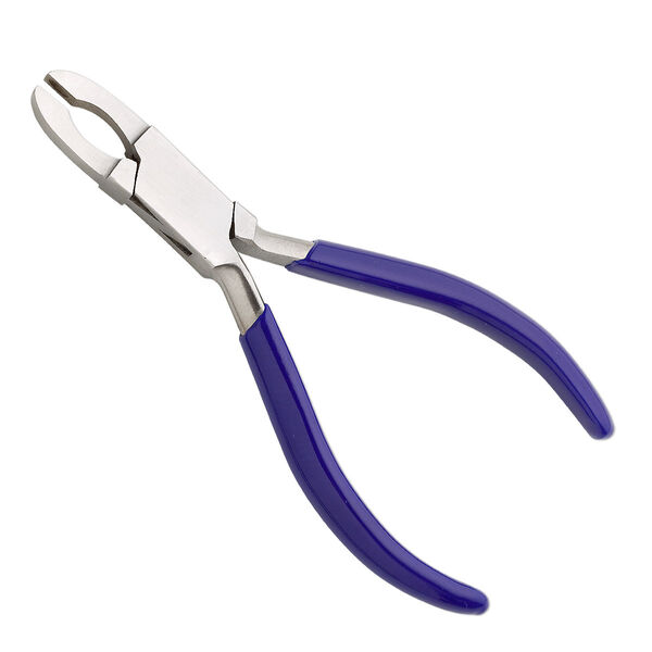 Pliers, loop-closing, stainless steel and plastic, blue, 5 inches. Sold individually. image number 0