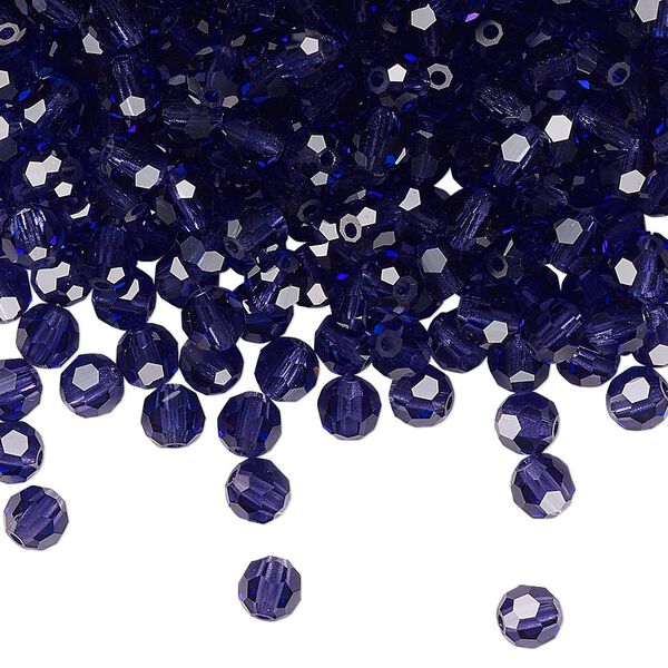 Bead 144pk deep tanzanite, Preciosa Czech crystal 4mm round image number 0