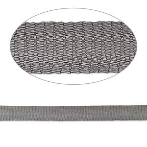 Mesh ribbon, enameled brass, black, 12mm tubular, fits up to 18mm bead. Sold per 1-meter pkg.
