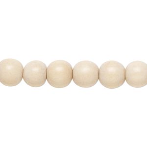 Bead 1pkg1, Taiwanese cheesewood (natural), 7-8mm round, 15-1/2 to 16 inches.